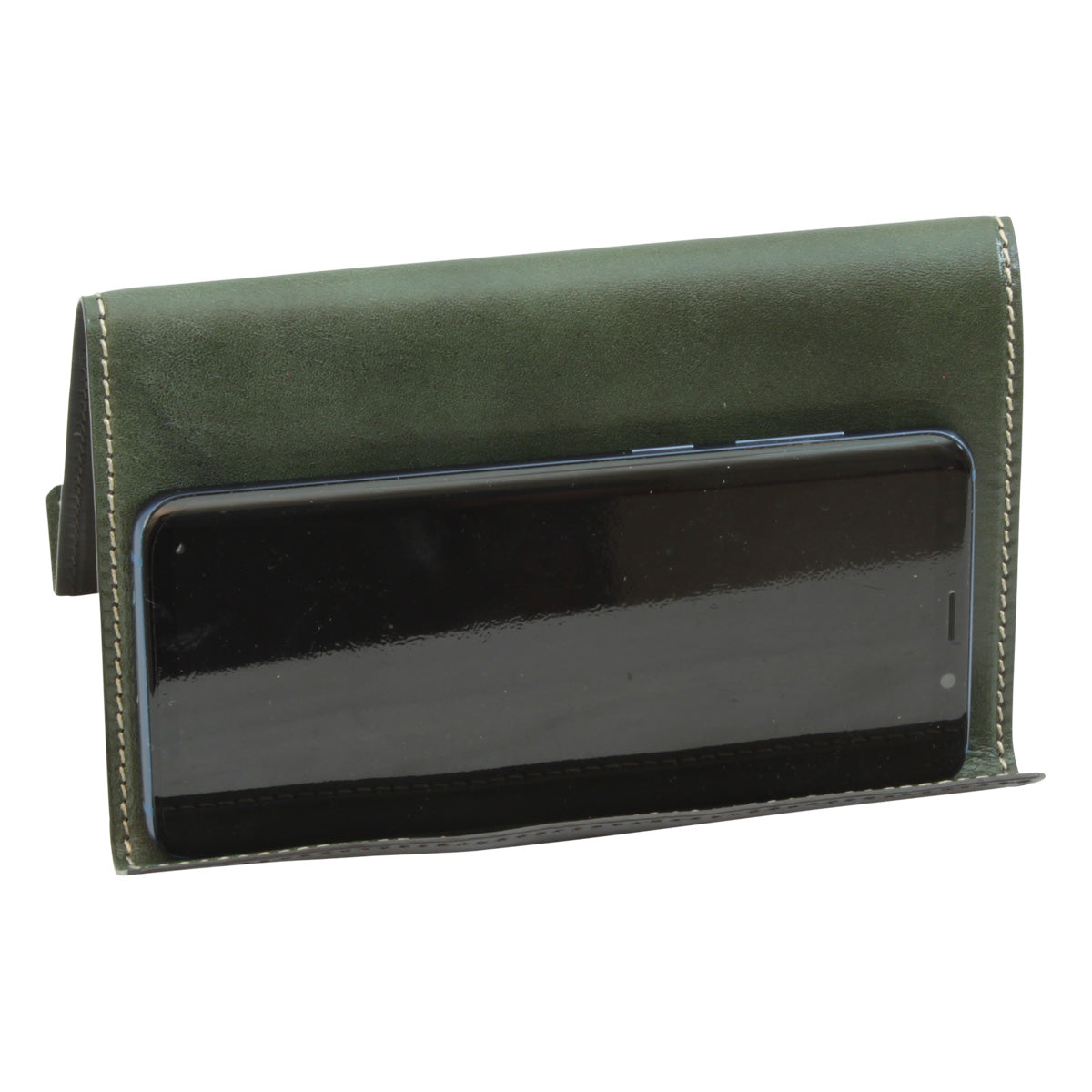 Leather Ipad And Iphone Stand - Green