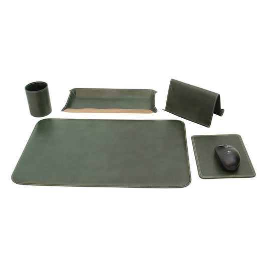 Leather Desk Kit - 5 Pcs Green