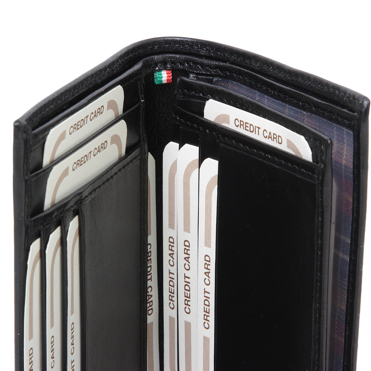 Leather Card Holder With Light Pockets-Black
