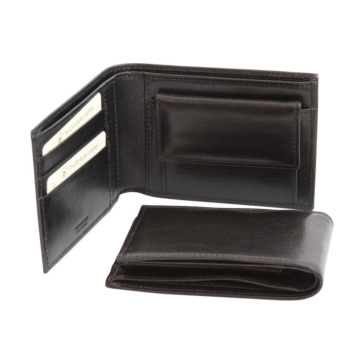 Leather Wallet With Coin Pocket With Rfid - Black
