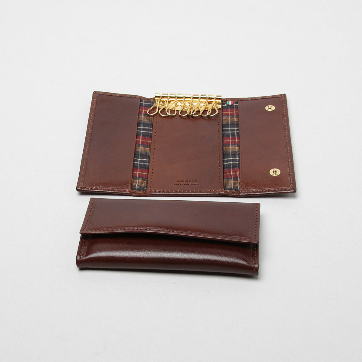 Full Grain Leather Key Ring 8 Hooks - Brown