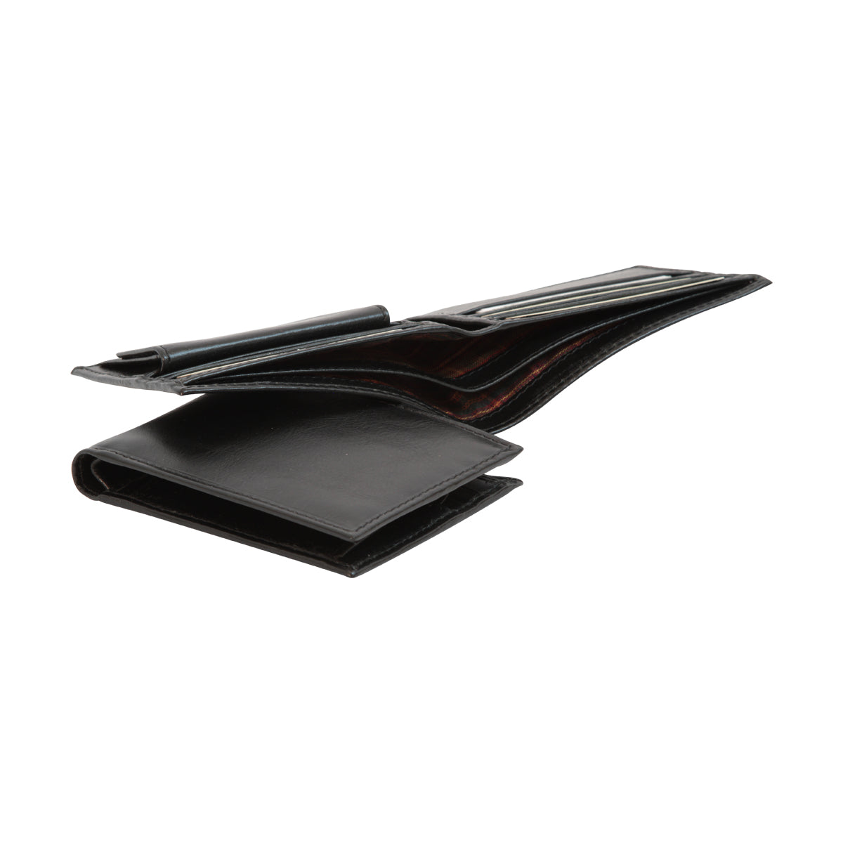 Leather Wallet With Coin Pocket And Rfid - Black