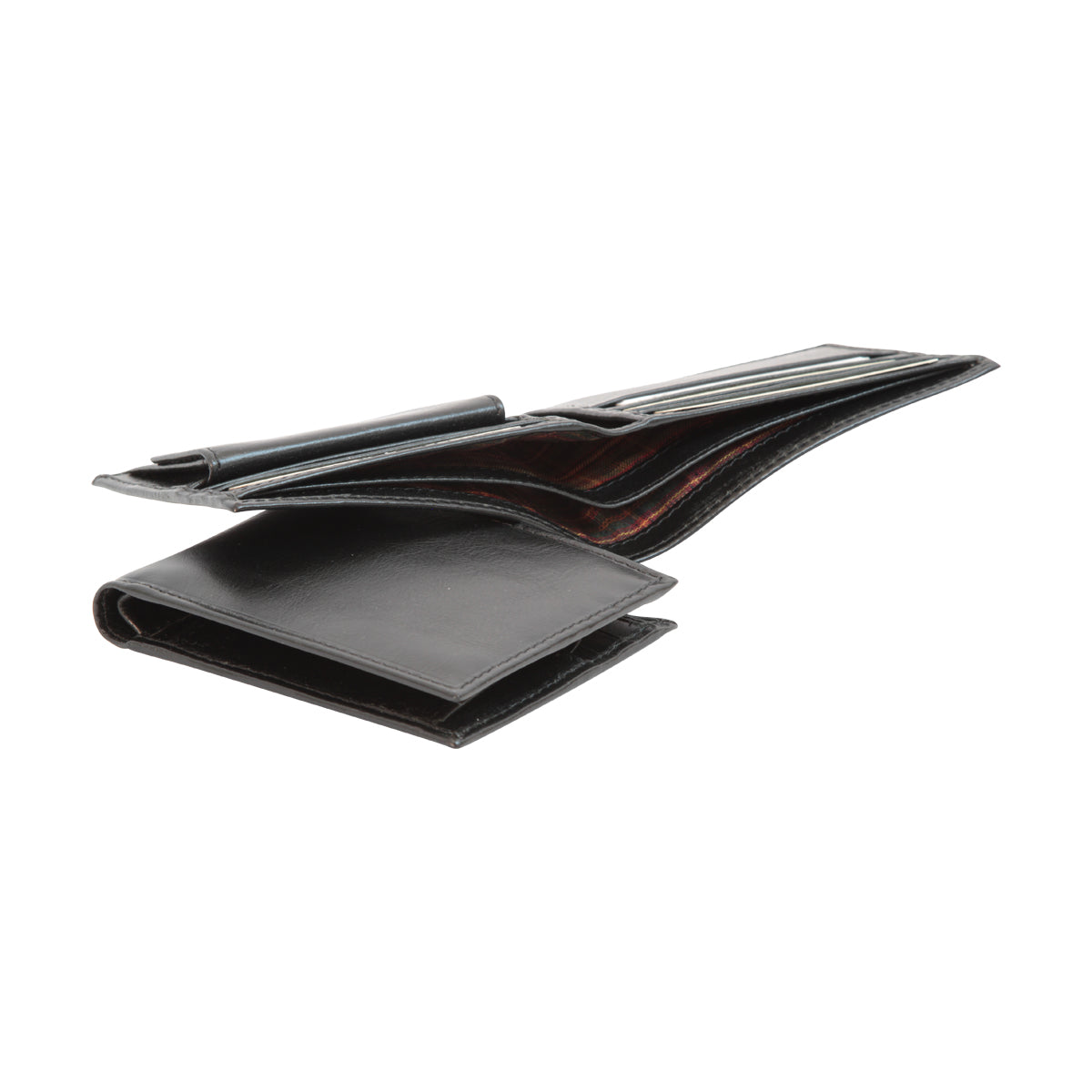 Leather Wallet With Coin Pocket And Rfid - Black