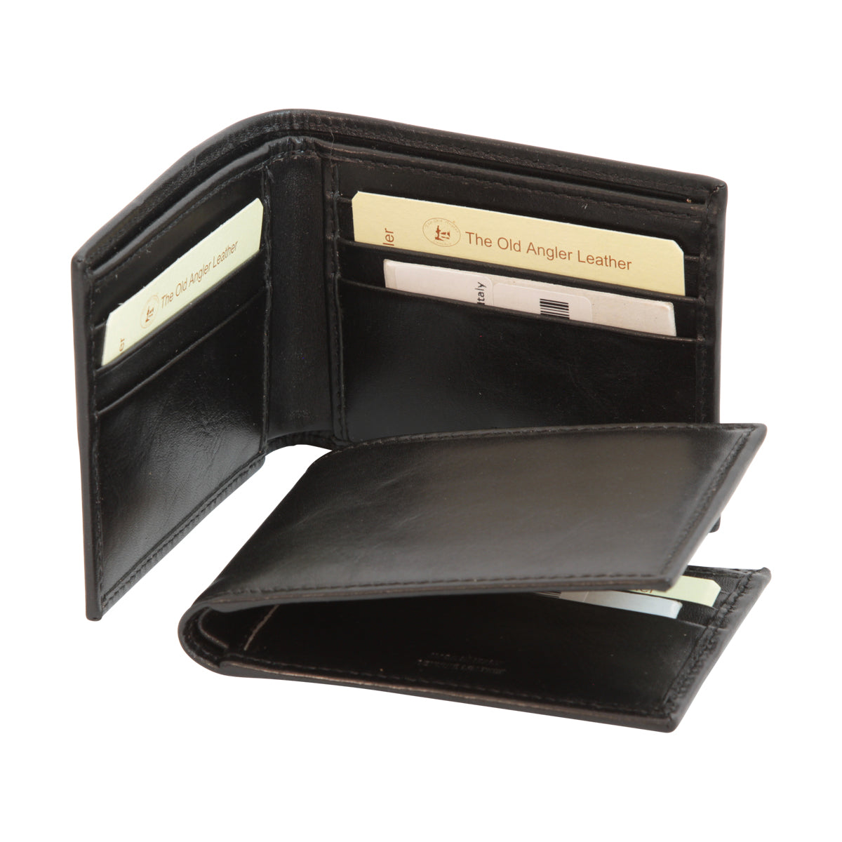 Leather Bifold Wallet With Rfid- Black