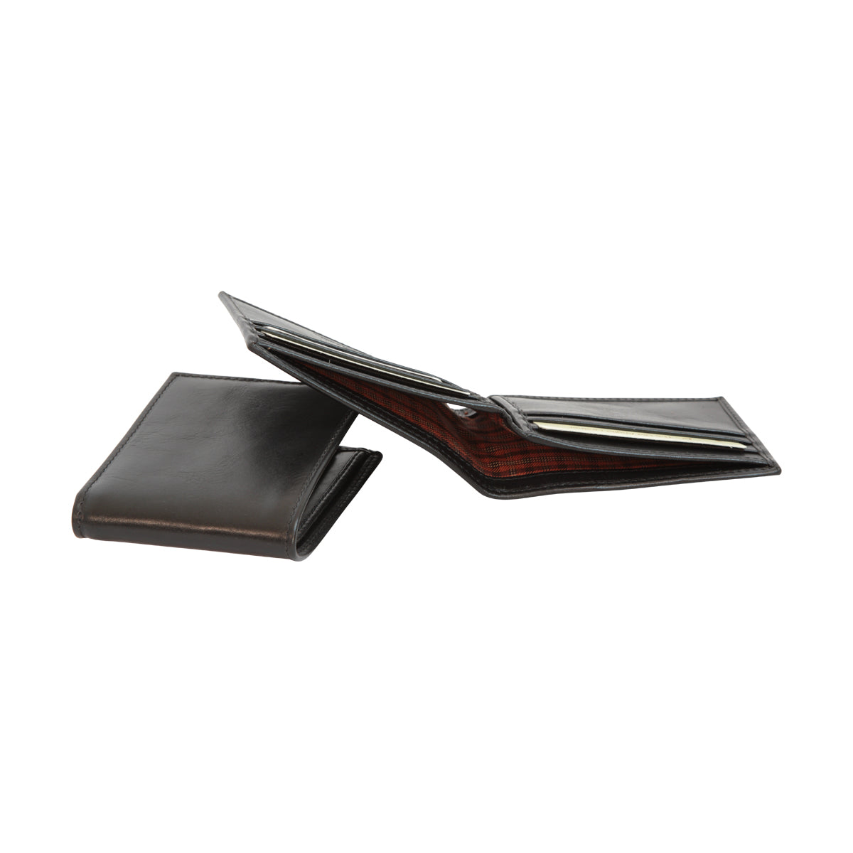 Leather Bifold Wallet With Rfid- Black