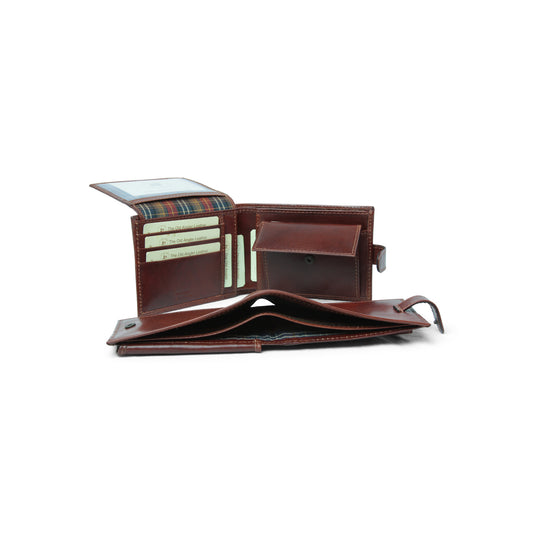 Leather Bifold Wallet - Brown Withrfid