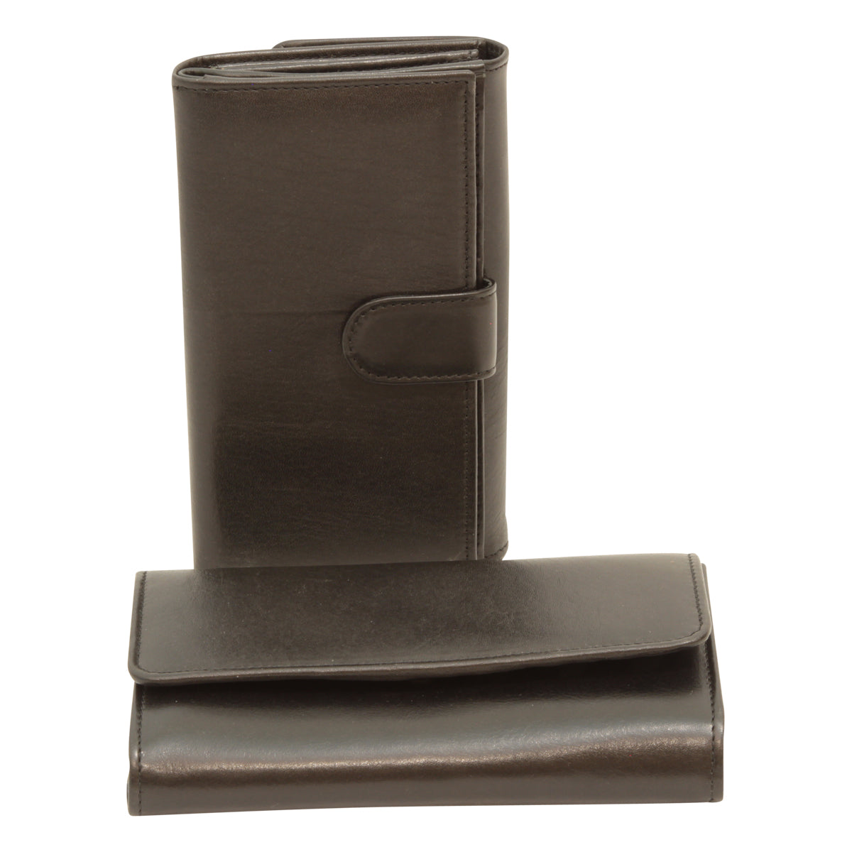Women'S Cowhide Leather Wallet - Black With Rfid