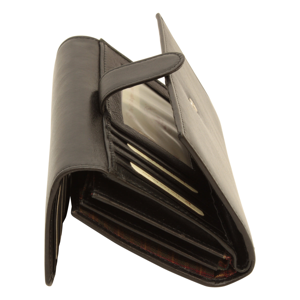Women'S Cowhide Leather Wallet - Black With Rfid