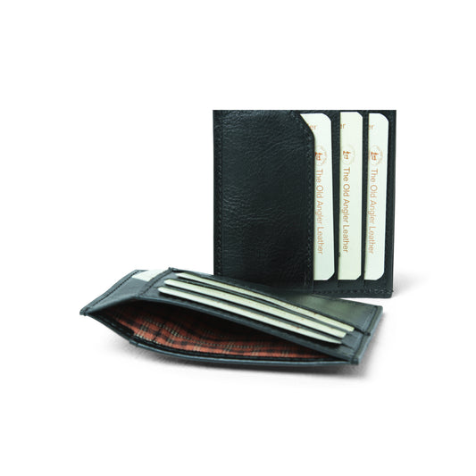 Leather Credit Card Holder - Black With Rfid