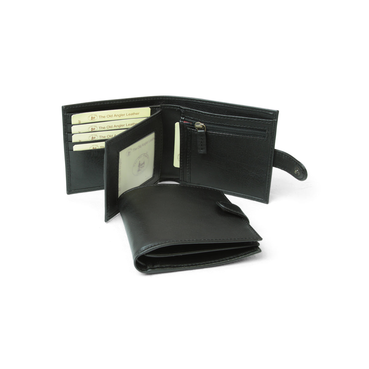 Leather Wallet With Snap Closure - Black