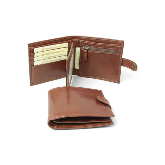 Leather Wallet With Snap Closure - Brown