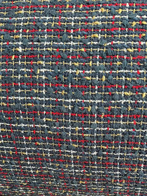 luxury designer tweed textured weave with subtle metallic threads