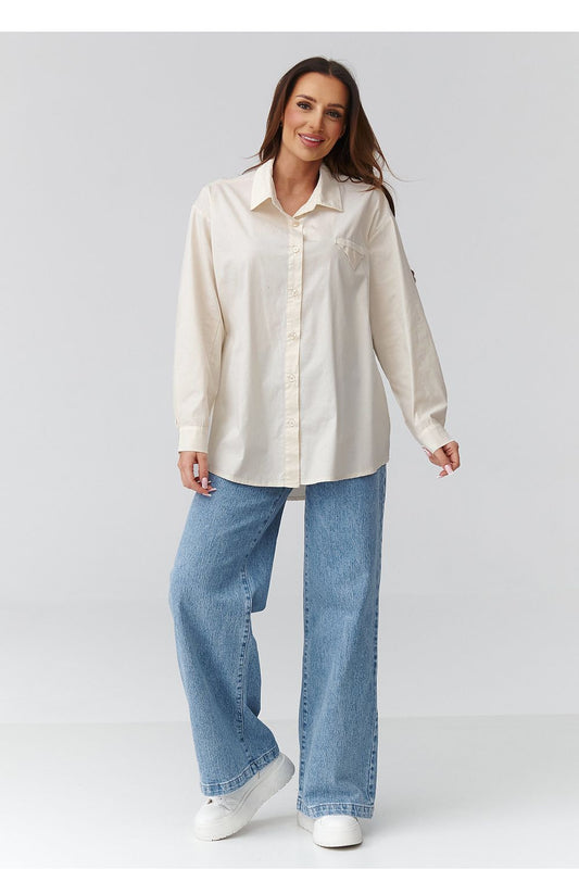 Long sleeve shirt model 224101 Makadamia