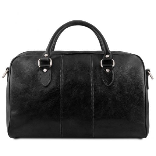 Black leather Duffel Bags Lisbona - by Tuscany Leather