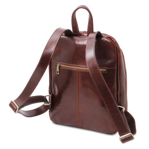 Dark Brown leather Backpacks Perth - by Tuscany Leather