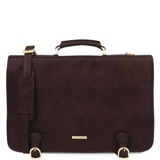 Dark Brown leather Briefcases Ancona - by Tuscany Leather