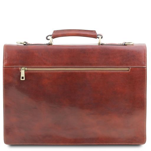 Dark Brown leather Briefcases Assisi - by Tuscany Leather