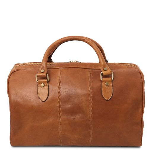 Dark Brown leather Duffel Bags Lisbona - by Tuscany Leather