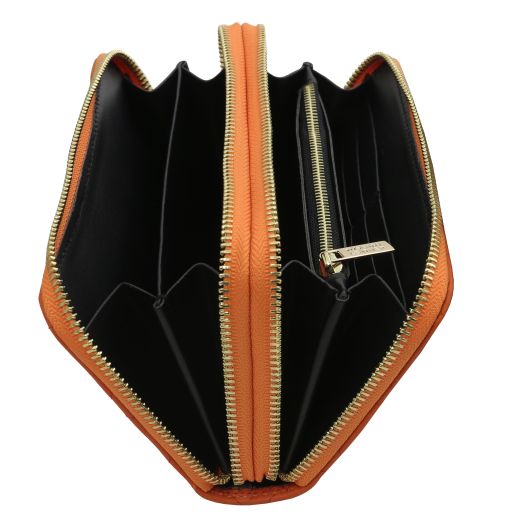 Ada - Double zip around soft leather wallet