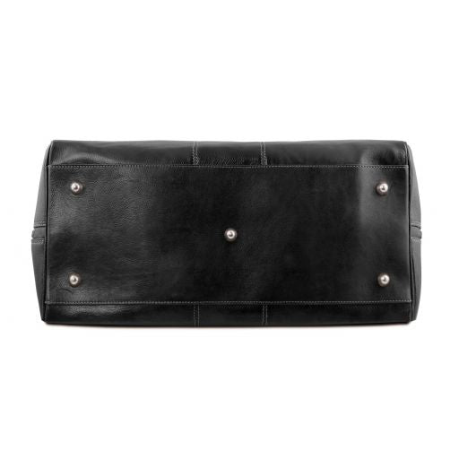 Black leather Duffel Bags Lisbona - by Tuscany Leather