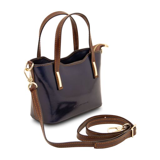 Dark Blue leather Handbags Amelia - by Tuscany Leather
