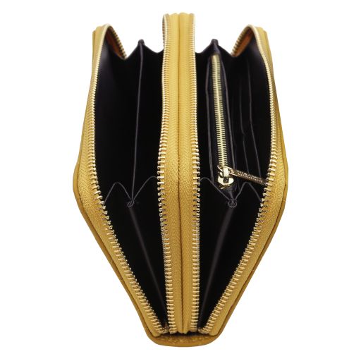 Ada - Double zip around soft leather wallet