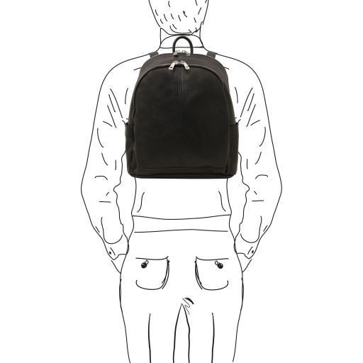 Dark Brown leather Backpacks Canberra - by Tuscany Leather