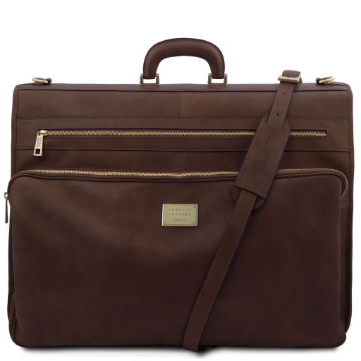 Dark Brown leather Garment Bags Papeete - by Tuscany Leather