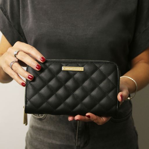 Ada - Double zip around soft leather wallet