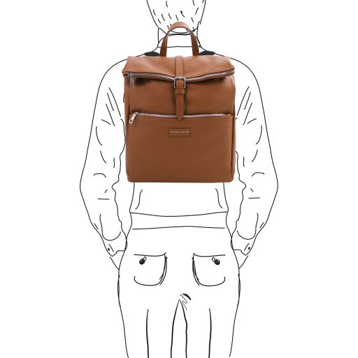 Light Blue leather Backpacks Denver - by Tuscany Leather
