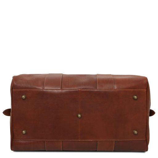 Dark Brown leather Duffel Bags TL Voyager by Tuscany Leather