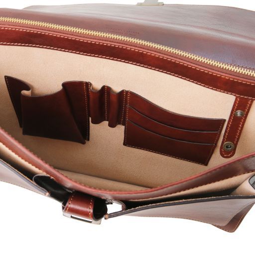 Dark Brown leather Briefcases Assisi - by Tuscany Leather