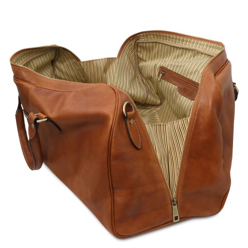 Dark Brown leather Duffel Bags Lisbona - by Tuscany Leather