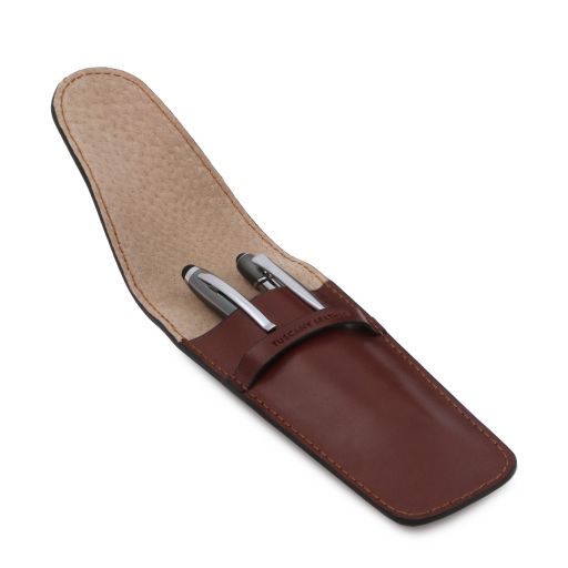 Exclusive leather 2 slots pen/watch holder
