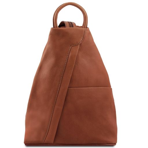 Cognac leather Backpacks Shanghai - by Tuscany Leather