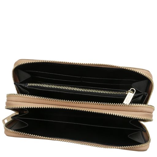 Ada - Double zip around soft leather wallet