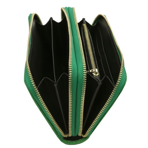 Ada - Double zip around soft leather wallet