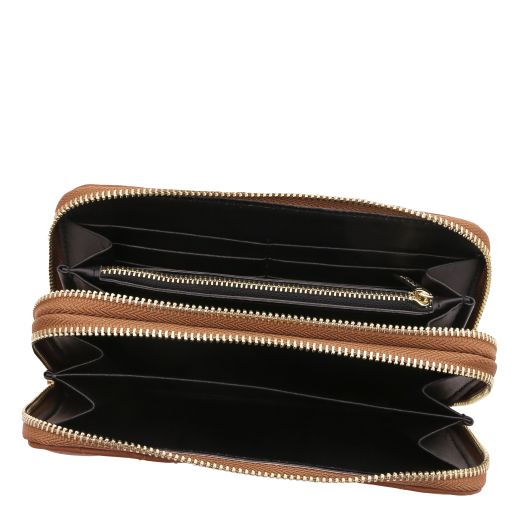 Ada - Double zip around soft leather wallet