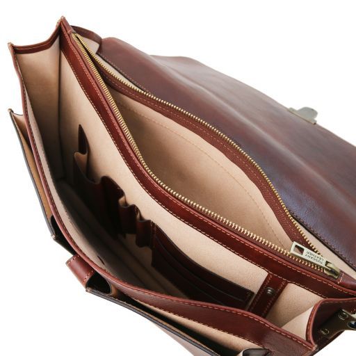 Dark Brown leather Briefcases Assisi - by Tuscany Leather