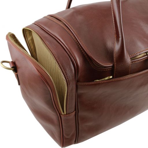 Dark Brown leather Duffel Bags TL Voyager by Tuscany Leather