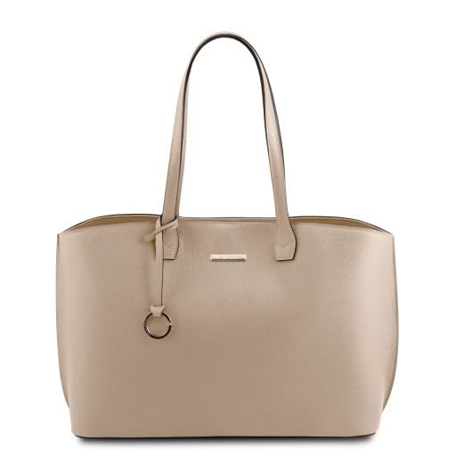 Light Taupe leather Shoulder Bags TL by Tuscany Leather