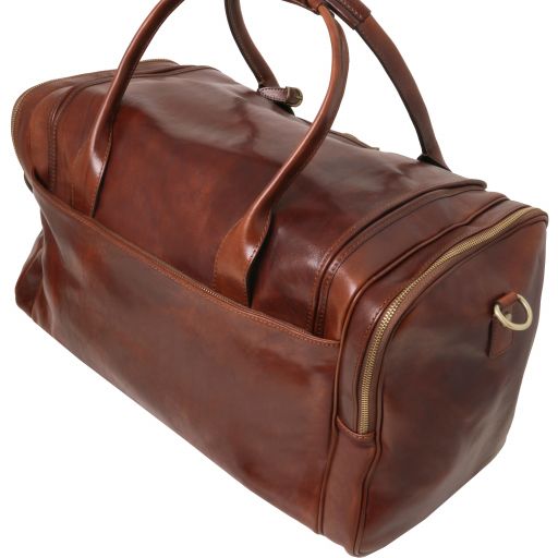 Dark Brown leather Duffel Bags TL Voyager by Tuscany Leather