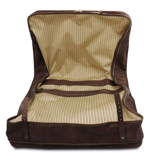 Dark Brown leather Garment Bags Papeete - by Tuscany Leather