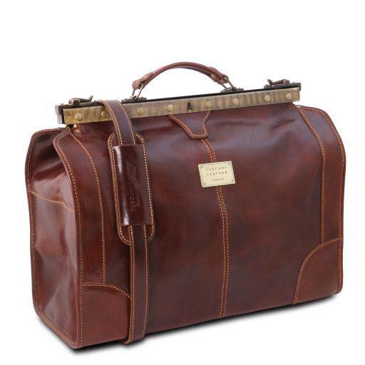 Dark Brown leather Duffel Bags Madrid - by Tuscany Leather