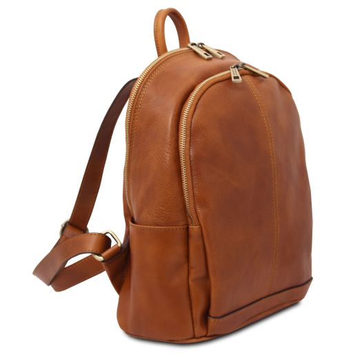 Dark Brown leather Backpacks Canberra - by Tuscany Leather