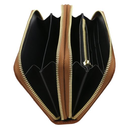Ada - Double zip around soft leather wallet