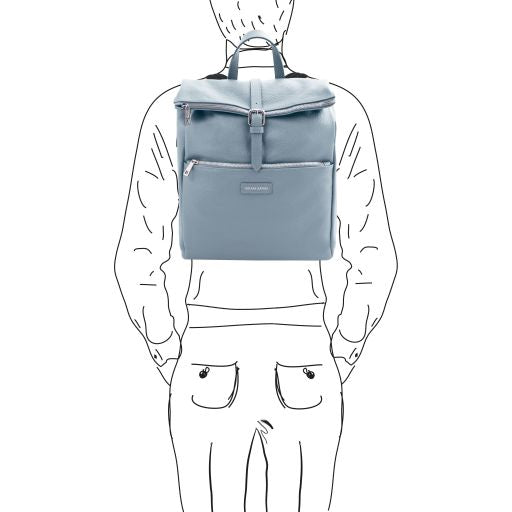 Light Blue leather Backpacks Denver - by Tuscany Leather