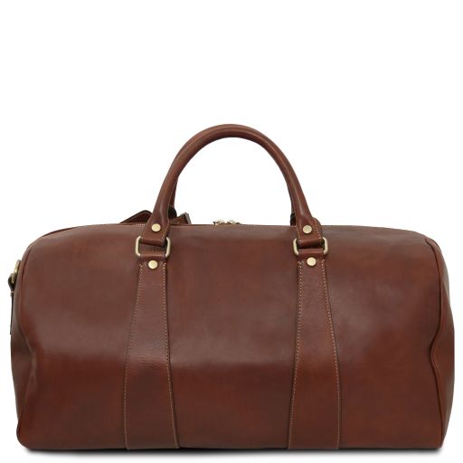 Dark Brown leather Duffel Bags TL Voyager by Tuscany Leather