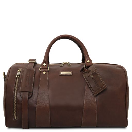 Dark Brown leather Duffel Bags TL Voyager by Tuscany Leather