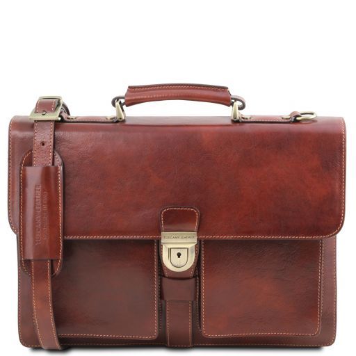 Brown leather Briefcases Assisi - by Tuscany Leather